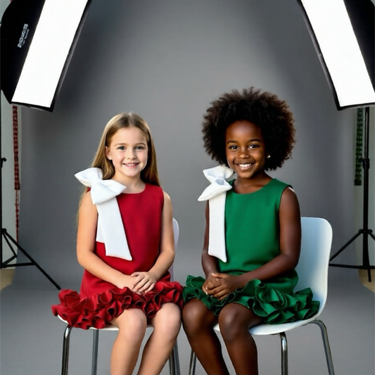 Festive Bow Ruffle Dress