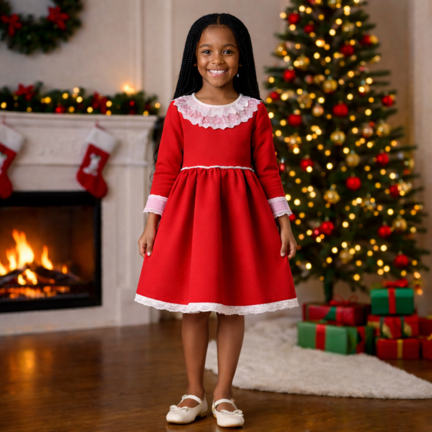 Girls’ Timeless Lace Collar Dress