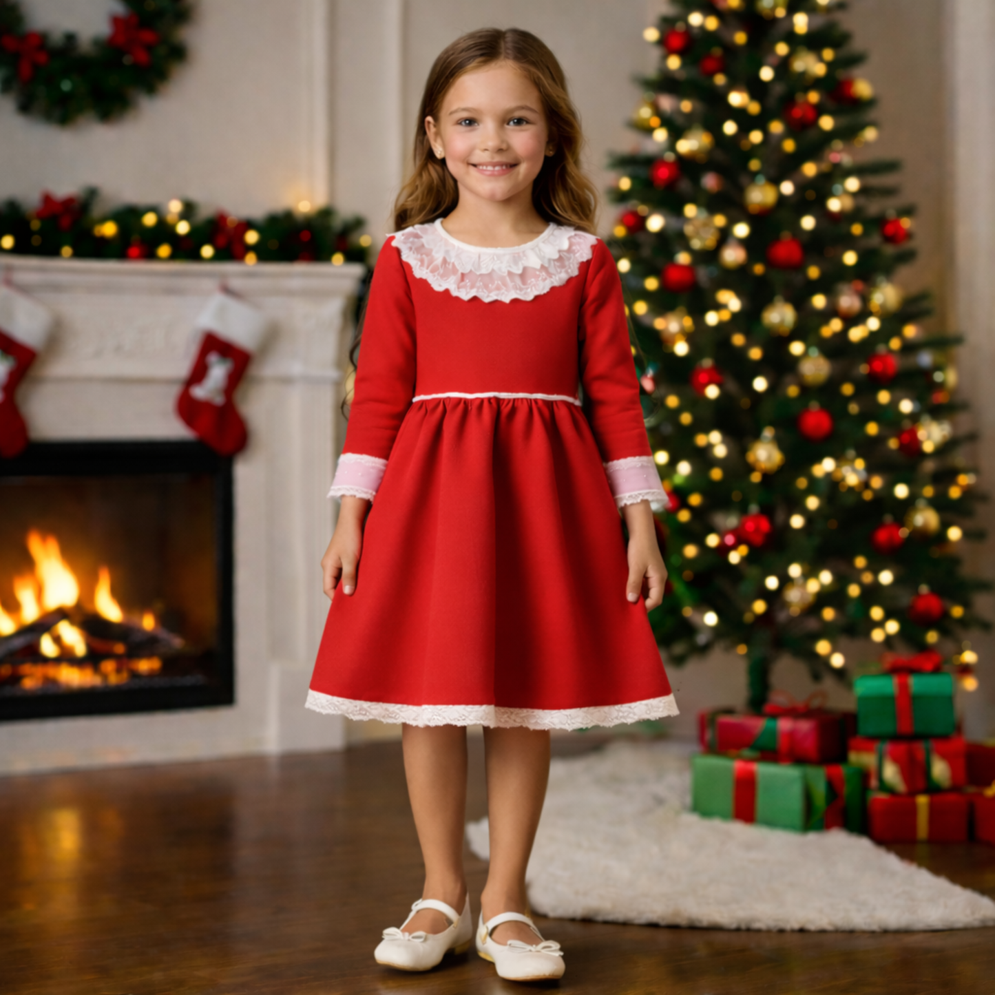 Girls’ Timeless Lace Collar Dress