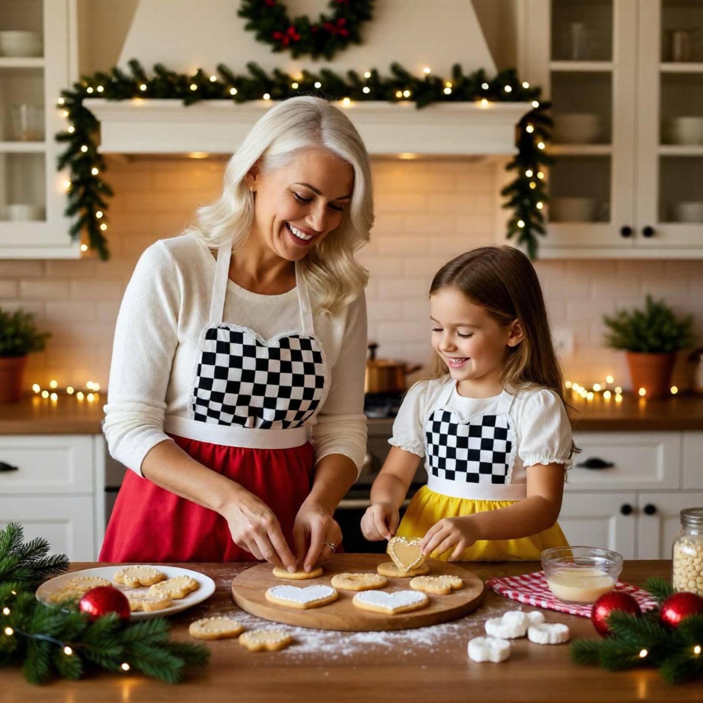 The Classic Checkerboard Heart Apron — Elegance Meets Everyday Joy