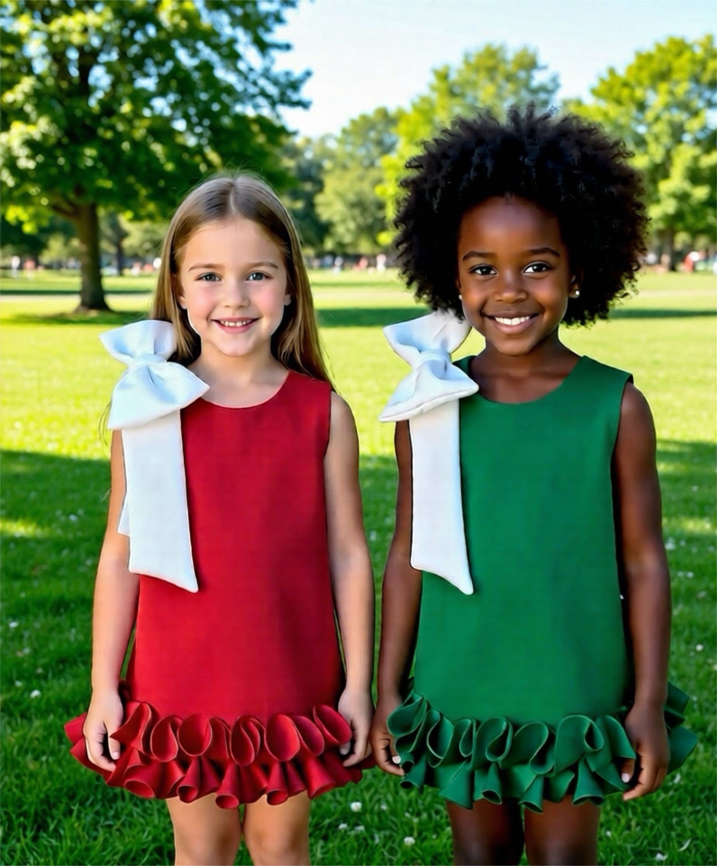 Festive Bow Ruffle Dress